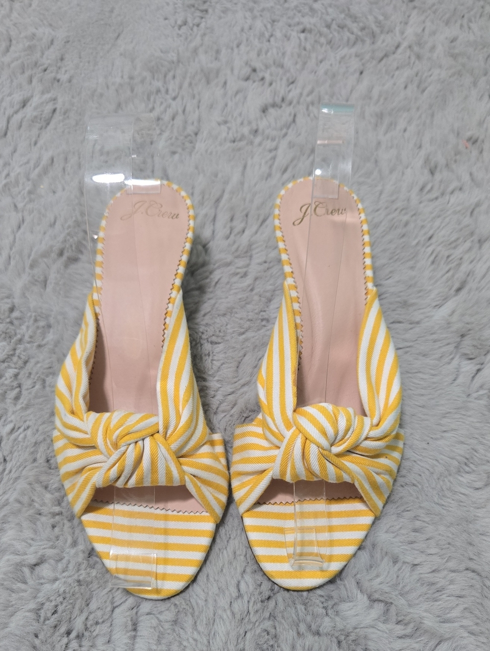 J.Crew Knotted Kitten Heel Sandals yellow stripes size 7